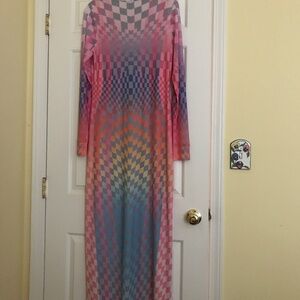 AFRM NWT Didi long sleeve ombré mesh dress size L
